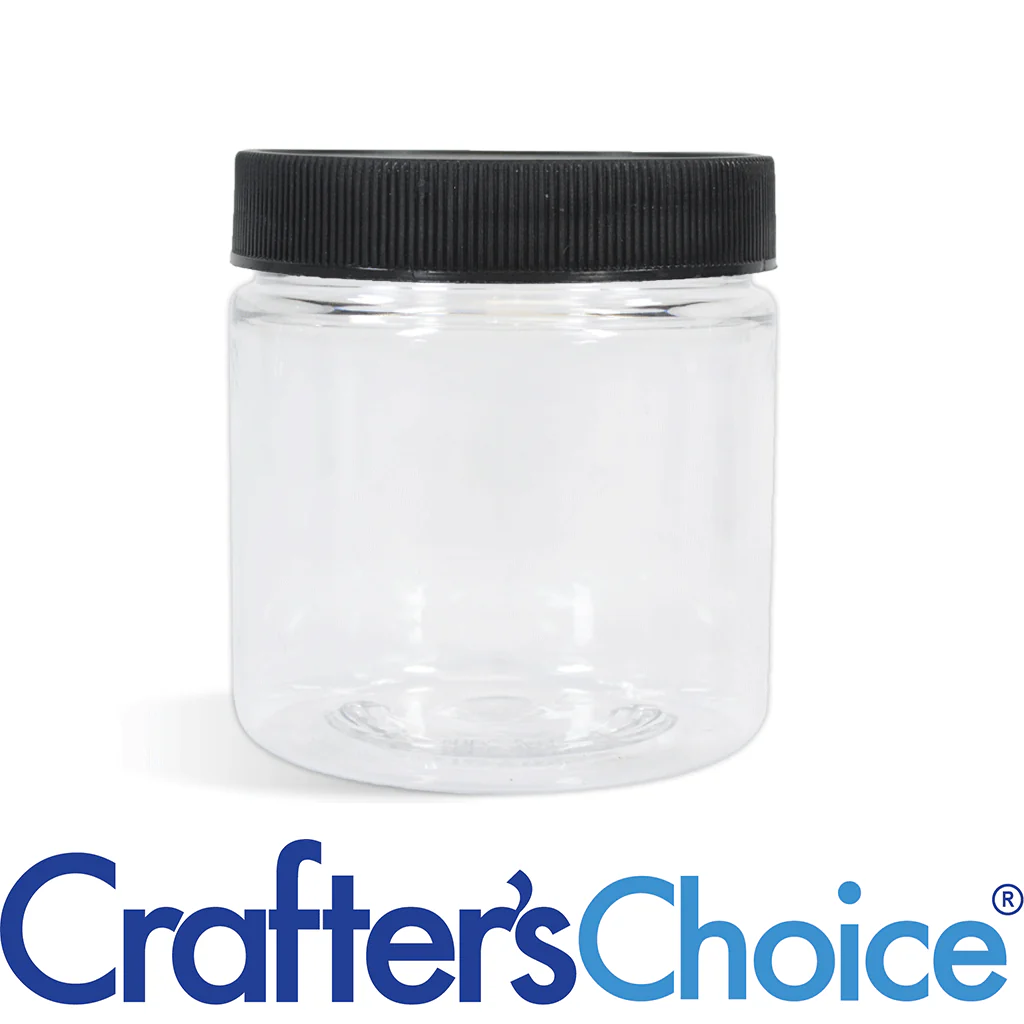 2 oz Clear Basic Jar & Black Ribbed Top Set